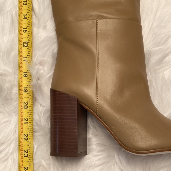 Zara New With Tags Heeled Leather Knee High Boots Brown Beige Taupe Gray, nwt - Picture 12 of 13